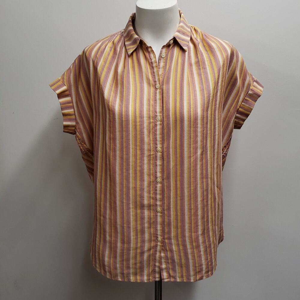 Madewell Central Shirt in Rainbow Stripe Women's Size XSmall Oversized Effortles
